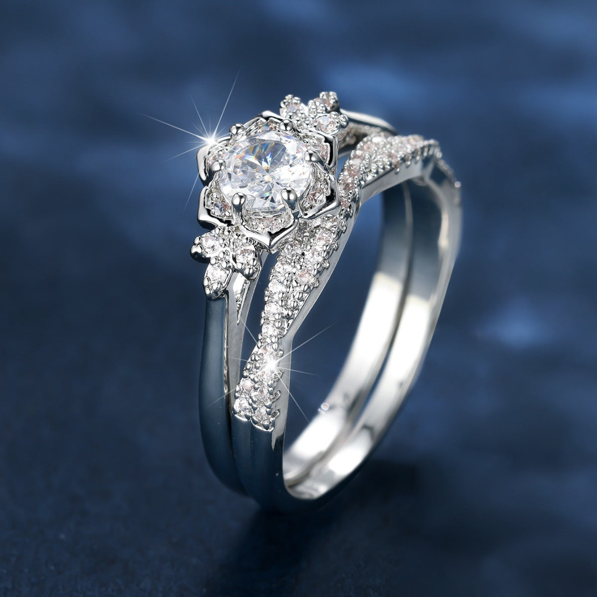 Inlaid Lace Couple Rings