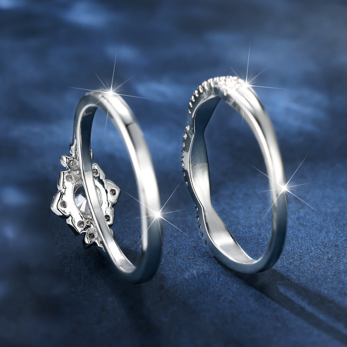 Inlaid Lace Couple Rings