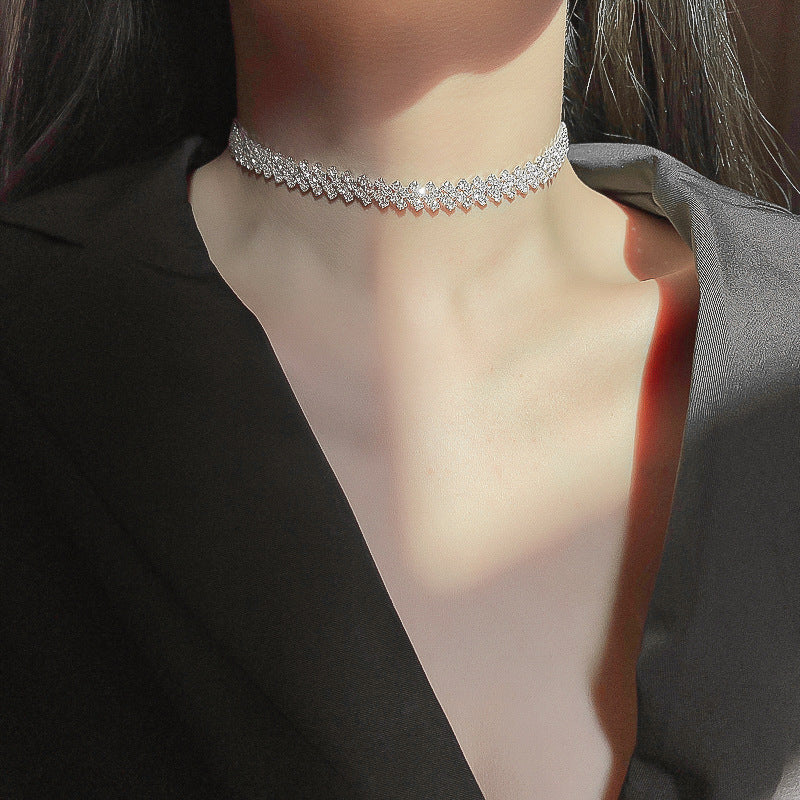 Rhinestone Clavicle  Necklace