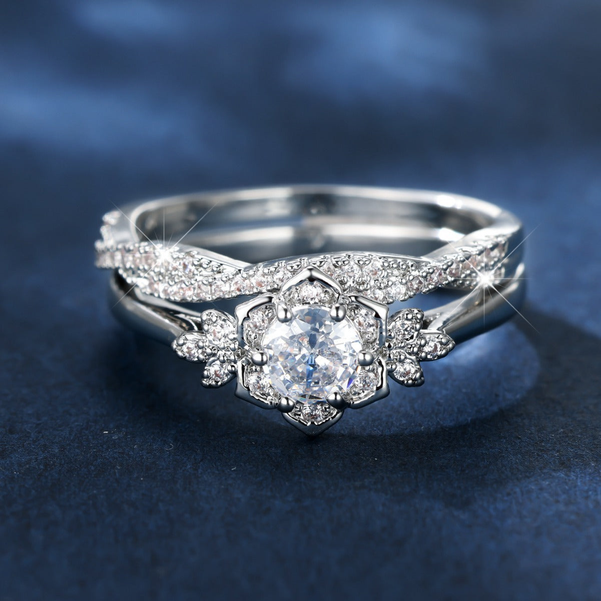 Inlaid Lace Couple Rings
