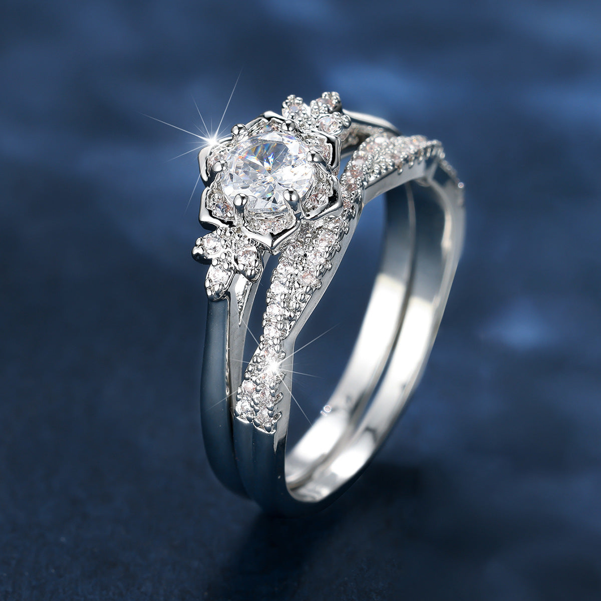 Inlaid Lace Couple Rings