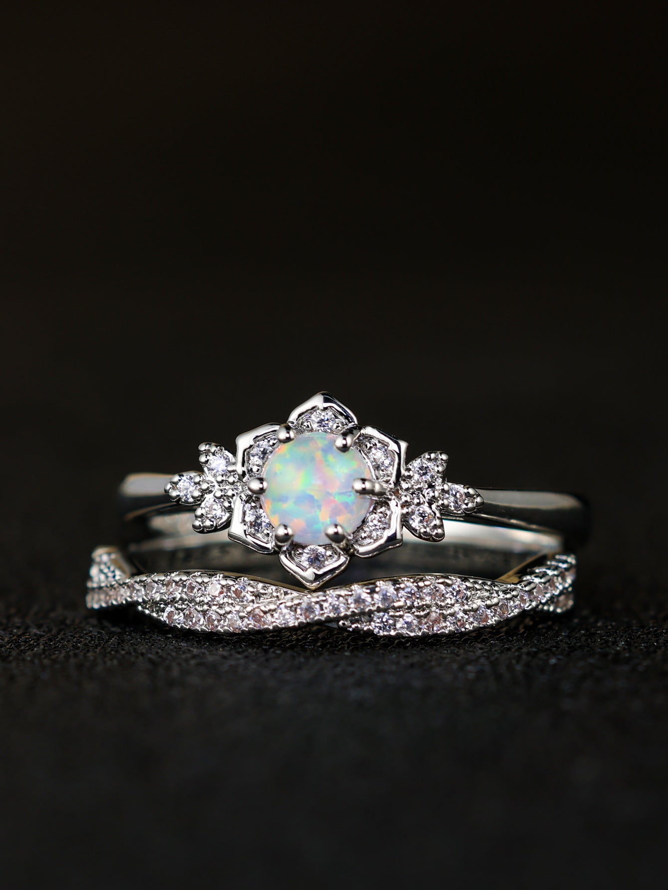 Inlaid Lace Couple Rings